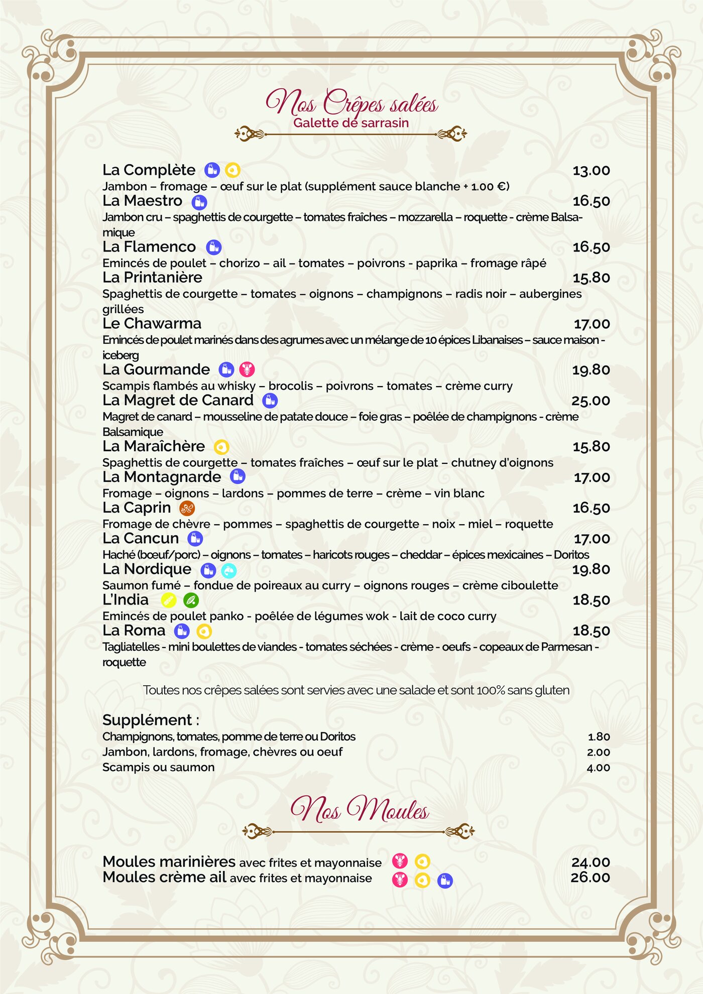 Pause Gourmande restaurant menu, Arlon, page 2